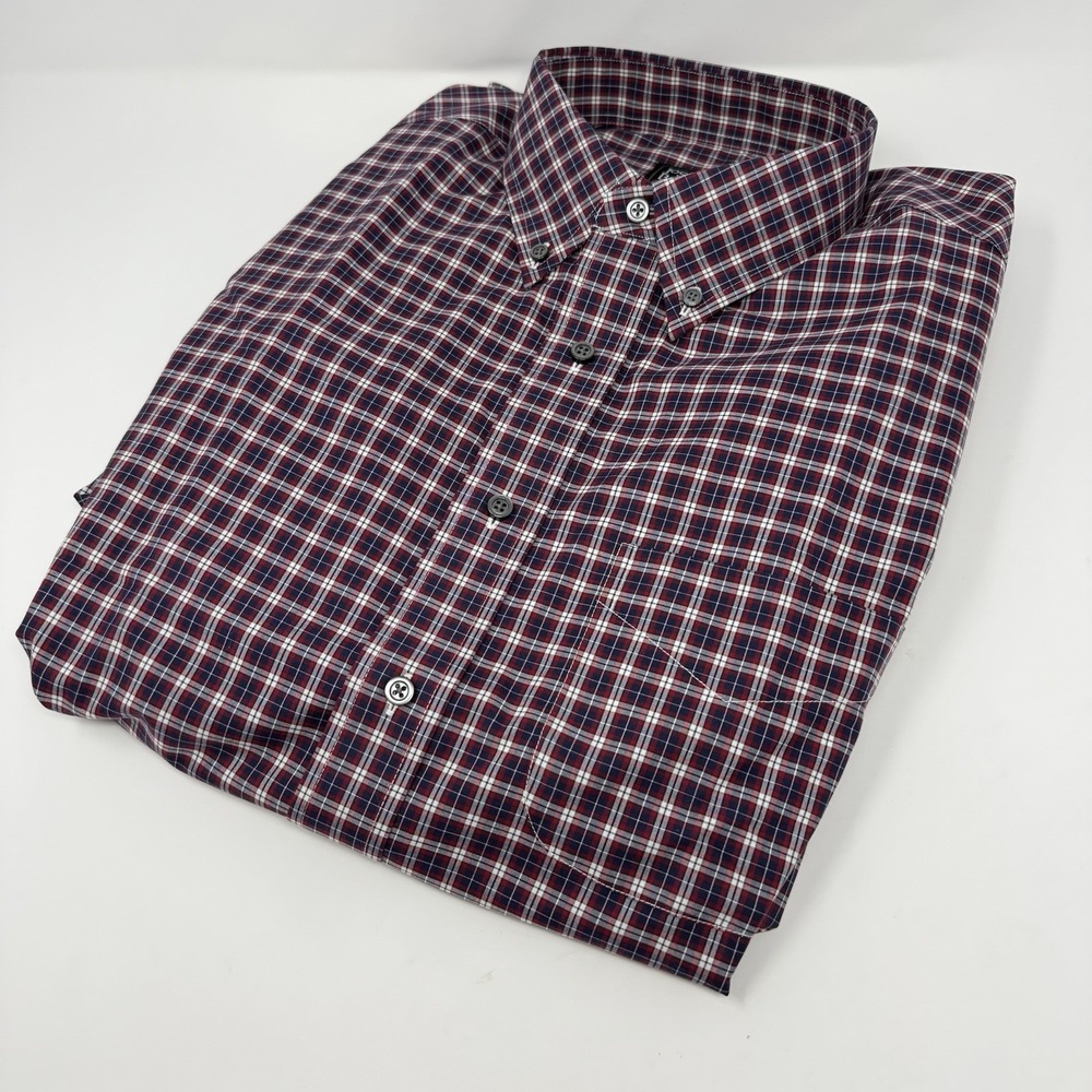 NWT Jos A Bank Traveler Button Up Shirt Mens XL LS Blue Red Plaid Cotton